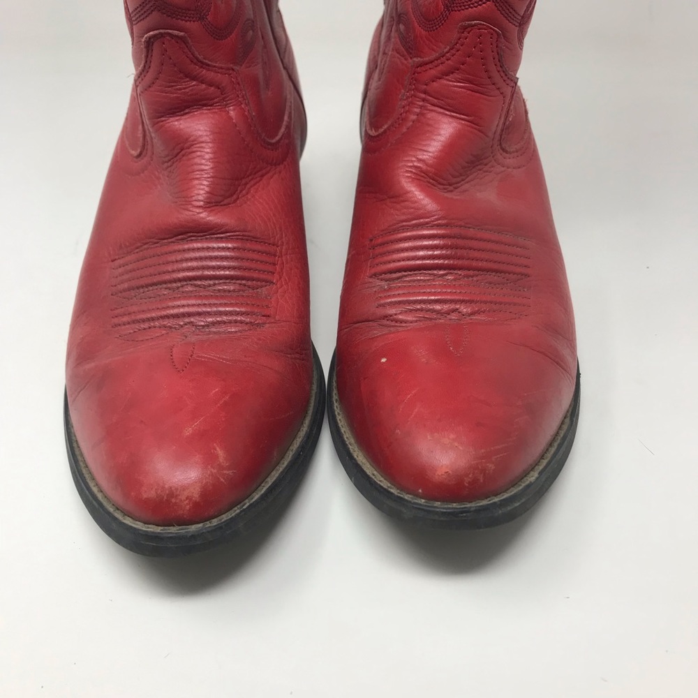 Ariat Red Leather Western Cowgirl Boots Size 8B - Picture 2 of 12